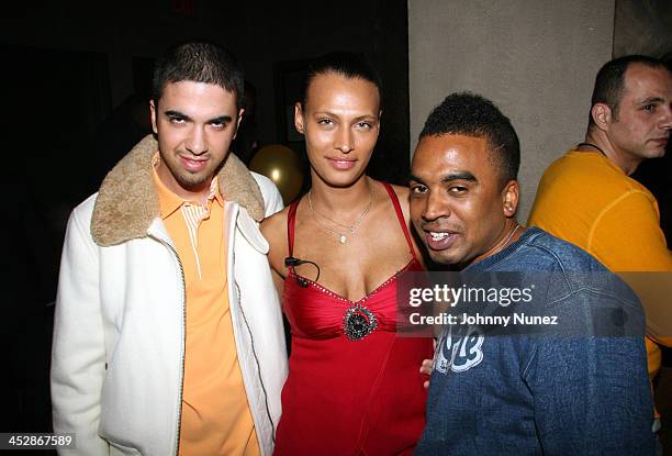 Cassidy,Shakara and Damon Degraff during Dennis Rodman's 45th Birthday Party at CAIN in New York, New York, United States.