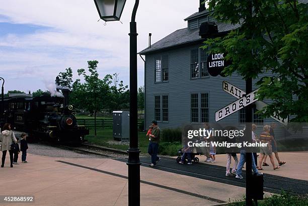 Michigan, Near Detroit, Dearborn, Greenfield Village, Village Scene With Train.