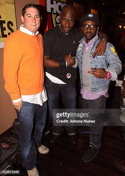 Adam Lublin, Nigel, O'Neal McKnight attend the Brand Jordan Akon bowling event at Lucky Strike on April 16, 2009 in New York City.