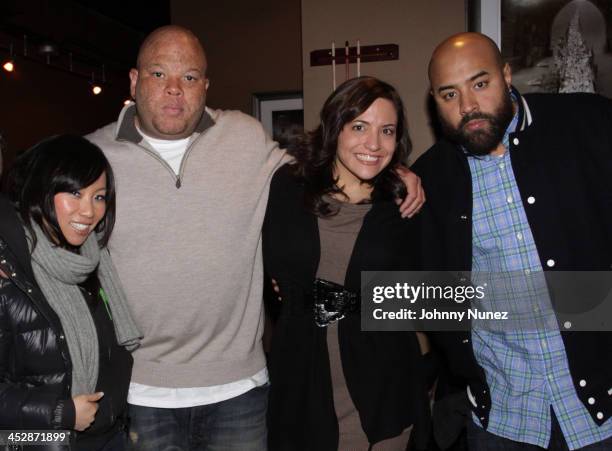 Miss Info, Sean Costner, Dolores Concepcion-Daniels, and Ebro attend Bottles & Strikes Tuesday Celebrity Bowling at Lucky Strike Lanes & Lounge on...