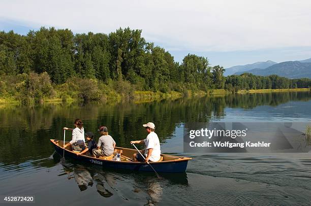 Idaho, Near Clark Fork, Lake Pend Oreille, Johnson Creek Area, People In Canoe.