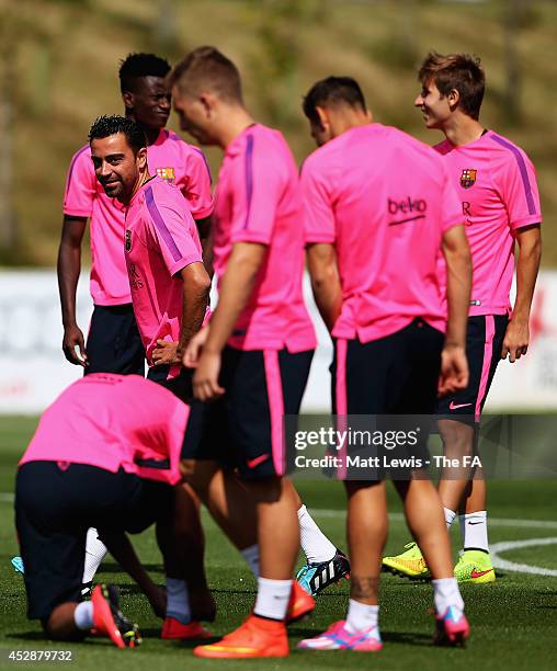 Xavier of Barcelona in action during a Barcelona Training Session at St Georges Park on July 29, 2014 in Burton-upon-Trent, England.