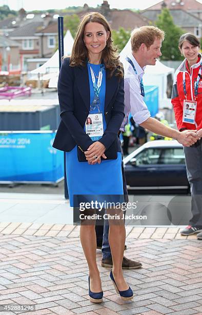 Catherine, Duchess of Cambridge arrives at Hampden Park for the athletics on day six of the Commonwealth Games on July 29, 2014 in Glasgow, Scotland.