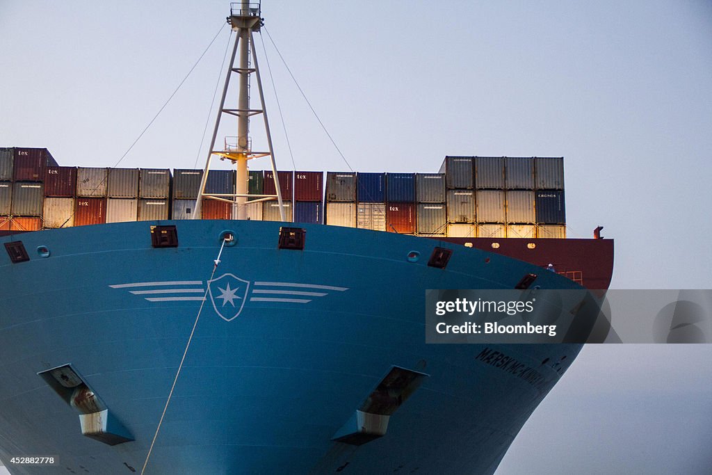 Pilot's View Of A.P. Moeller-Maersk A/S Triple E Class Container Ship Port Arrival