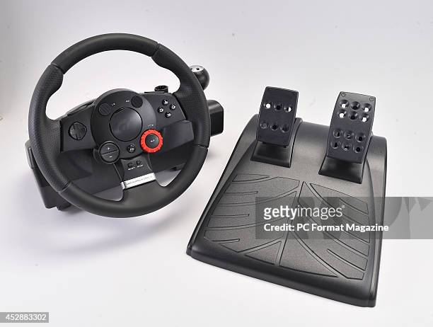 Logitech Driving Force GT steering wheel pedals, July News Photo - Getty Images