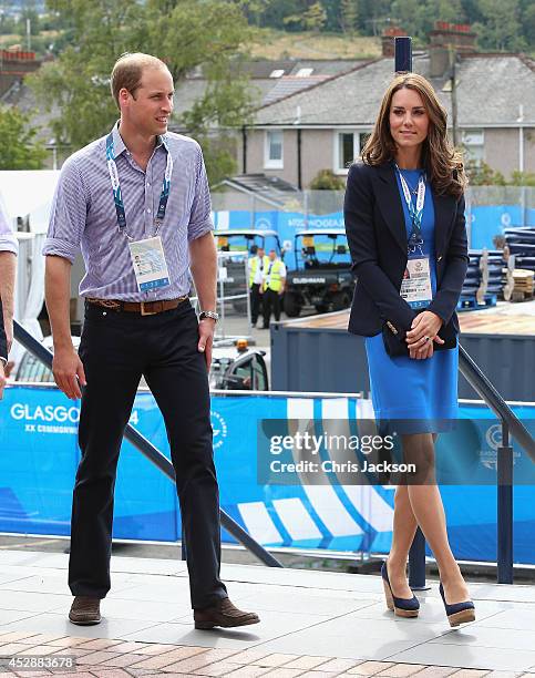 Prince William, Duke of Cambridge and Catherine, Duchess of Cambridge arrive at Hampden Park for the athletics on day six of the Commonwealth Games...