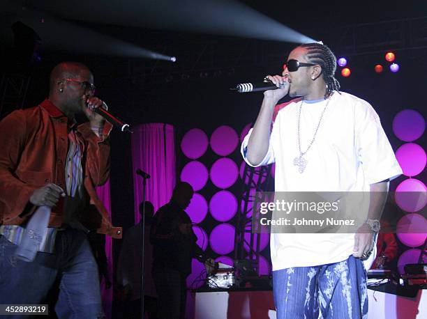 Jamie Foxx and Ludacris during NBA Players Association Gala - February 18, 2006 at Houston Convention Center in Houston, Texas, United States.