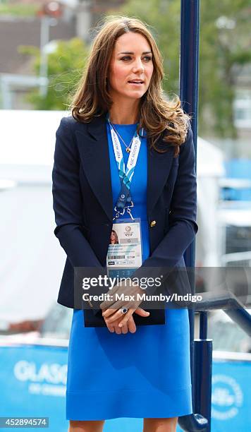 Catherine, Duchess of Cambridge arrives at Hampden Park to watch the athletics during the 20th Commonwealth Games on July 29, 2014 in Glasgow,...