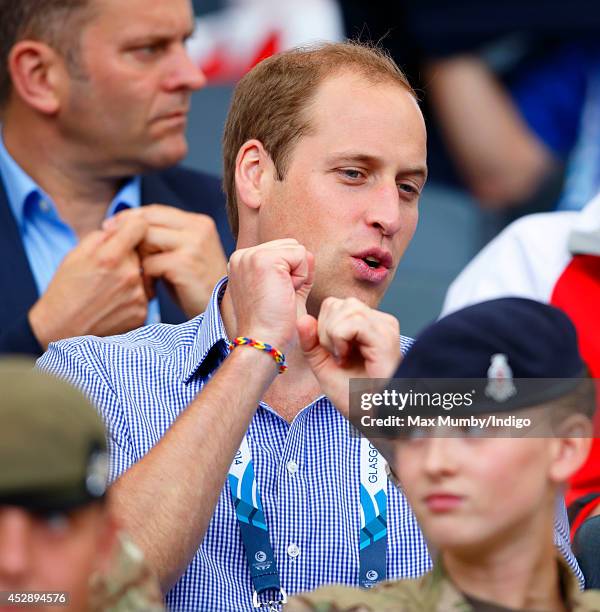 Prince William, Duke of Cambridge watches the athletics at Hampden Park during the 20th Commonwealth Games on July 29, 2014 in Glasgow, Scotland.