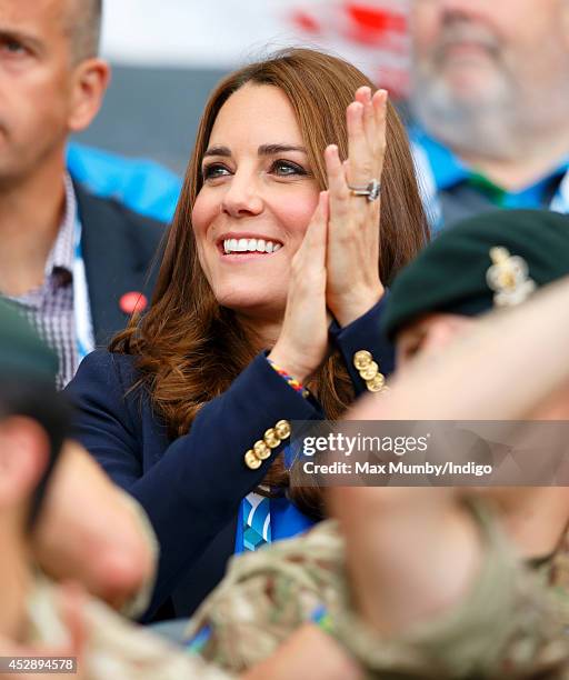 Catherine, Duchess of Cambridge watches the athletics at Hampden Park during the 20th Commonwealth Games on July 29, 2014 in Glasgow, Scotland.