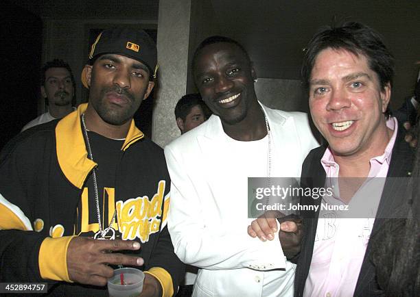 Clue, Akon and Andy Hilfiger during Phat Farm Party for Magic 06 - February 22, 2006 at Palm Hotel Hard wood Suite in Las Vegas, Nerevada, United...