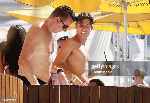 Joey Essex is seen celebrating his birthday at the Ocean Beach Club on July 29, 2014 in Ibiza, Spain.