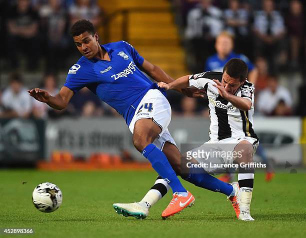 Tom Adeyemi of Birmingham City battles with Liam Noble of Notts County during the Pre Season Friendly match between Notts County and Birmingham City...