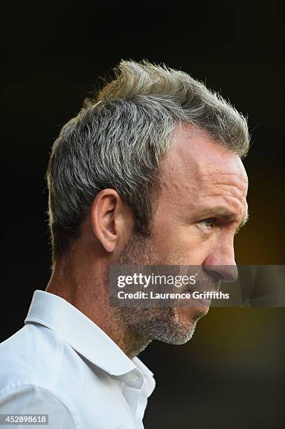 Shaun Derry of Notts County looks on prior to the Pre Season Friendly match between Notts County and Birmingham City at Meadow Lane on July 29, 2014...