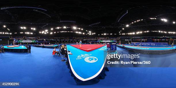 General view of athletes competing in the artistic gymnastics at SECC Precinct during day six of the Glasgow 2014 Commonwealth Games on July 29, 2014...