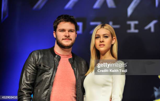 Jack Reynor and Nicola Peltz attend the press conference for Japan premiere of 'Transformers : Age Of Extinction' at Tokyo Midtown on July 29, 2014...