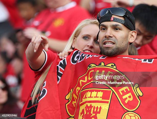 Manchester United fans watch from the stand during the pre-season friendly between Manchester United and Inter Milan at FedExField on July 29, 2014...