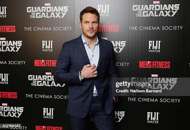 Actor Chris Pratt attends The Cinema Society with Men's Fitness and FIJI Water special screening of Marvel's "Guardians of the Galaxy" at Crosby...