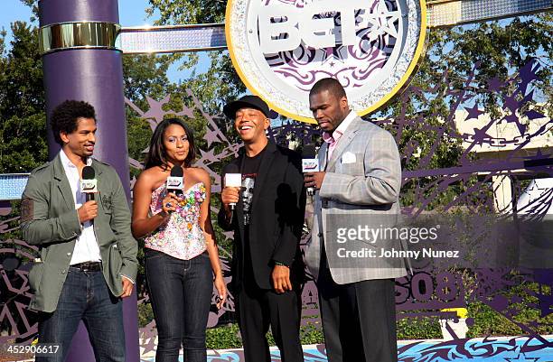 Toure, Danella Sealock, Russell Simmons and 50 Cent attend the 2008 BET Hip Hop Awards at the Boisfeuillet Jones Atlanta Civic Center on October 18,...