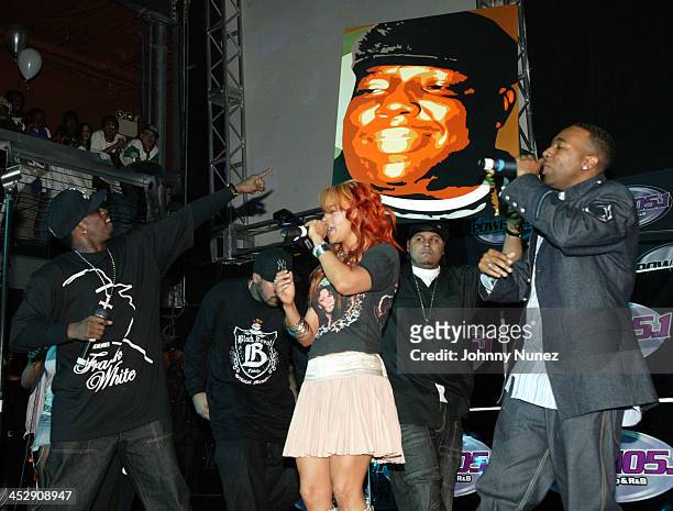 Faith Evans and 112 during Power 105 FM's 3rd Anniversary Party Celebrating Notorious B.I.G. At Exit in New York City, New York, United States.