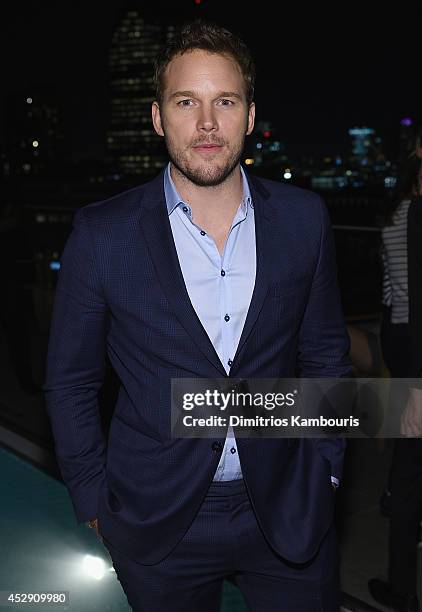 Chris Pratt attends The Cinema Society with Men's Fitness and FIJI Water special screening of Marvel's "Guardians of the Galaxy" after party at The...