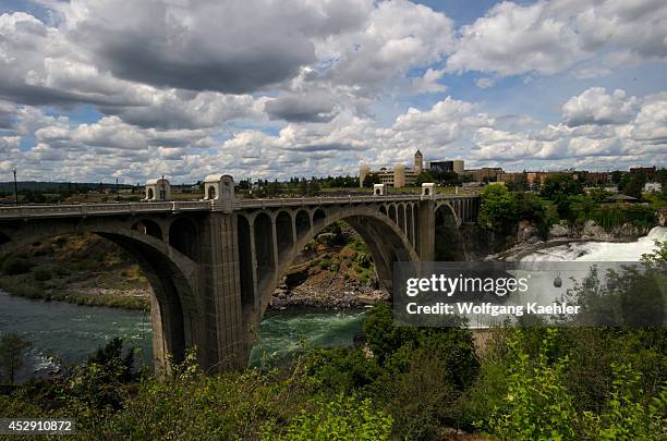 Washington State, Spokane, Riverfront Park, Spokane River, Monroe Street Bridge, Built 1909.