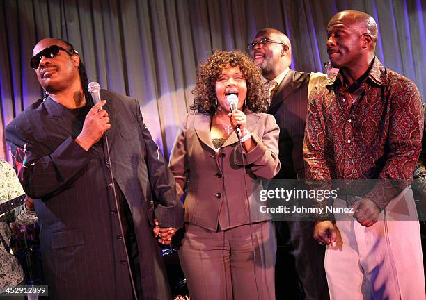 Stevie Wonder, Cece Winans, Marvin Winans and Bebe Winans attends BeBe Winans' 45th Birthday Celebration on September 17, 2007 in New York City, New...