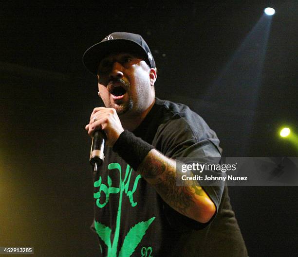 Rapper B-Real of Cypress Hill performs at the Nokia Theatre on October 30, 2009 in New York City.