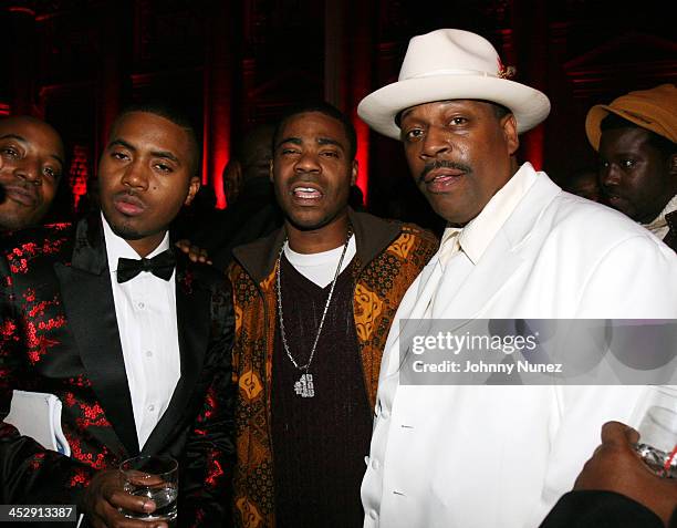 Nas, Tracy Morgan and Grandmaster Caz during Nas Celebrates His New Album Hip Hop is Dead At His Black & White Ball - December 18, 2006 at Capital in...