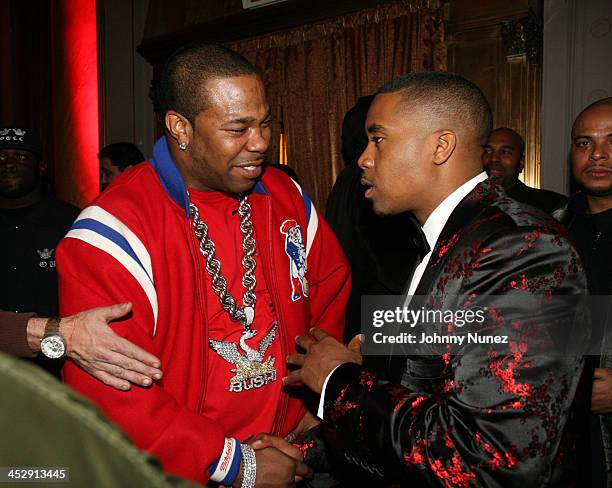 Busta Rhymes and Nas during Nas Celebrates His New Album Hip Hop is Dead At His Black & White Ball - December 18, 2006 at Capital in New York City,...