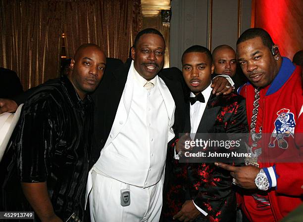 Raheim, Grandmaster Caz, Nas and Busta Rhymes during Nas Celebrates His New Album Hip Hop is Dead At His Black & White Ball - December 18, 2006 at...