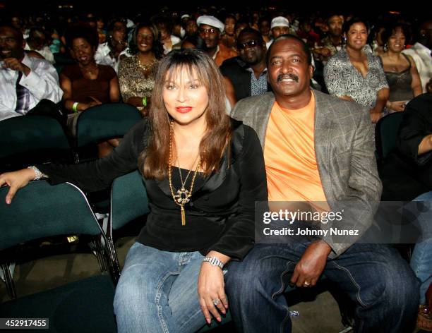 Tina Knowles and Mathew Knowles during Coca Cola Presents the 2006 Essence Music Festival Last Night at Reliant Park in Houston, Texas, United States.