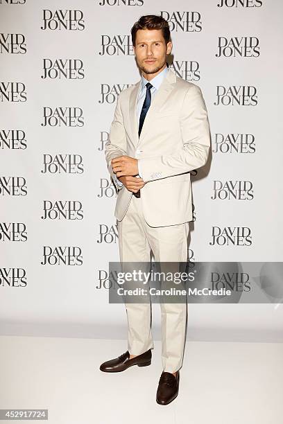 Jason Dundas arrives at the David Jones Spring/Summer 2014 Collection Launch at David Jones Elizabeth Street Store on July 30, 2014 in Sydney,...