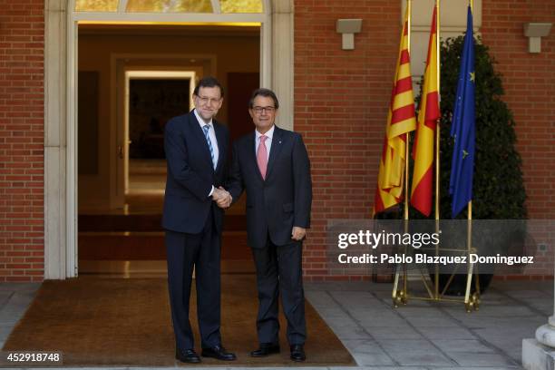 Spanish Prime Minister Mariano Rajoy and Catalonia's President Artur Mas meet at Moncloa Palace on July 30, 2014 in Madrid, Spain. Catalonia's...