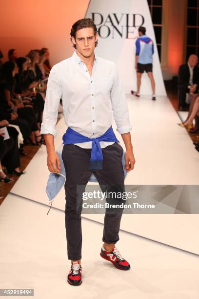 Model Jordan Stenmark showcases designs by Vanishing Elephant at the David Jones Spring/Summer 2014 Collection Launch at David Jones Elizabeth Street...