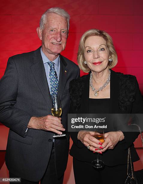 Ross Steele and Ita Buttrose pose after the David Jones Spring/Summer 2014 Collection Launch at David Jones Elizabeth Street Store on July 30, 2014...