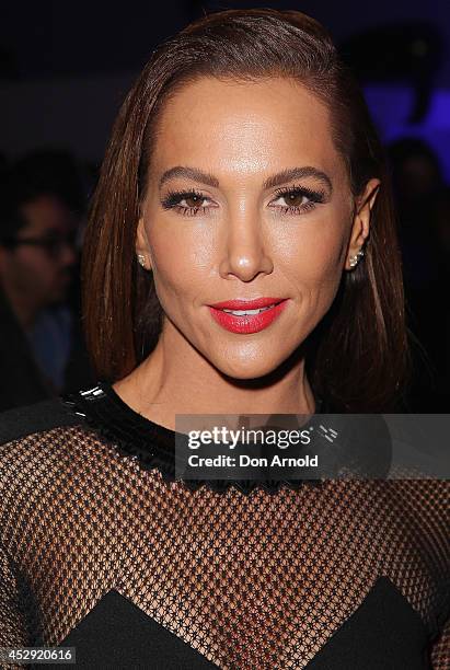 Kyly Clarke poses after the David Jones Spring/Summer 2014 Collection Launch at David Jones Elizabeth Street Store on July 30, 2014 in Sydney,...