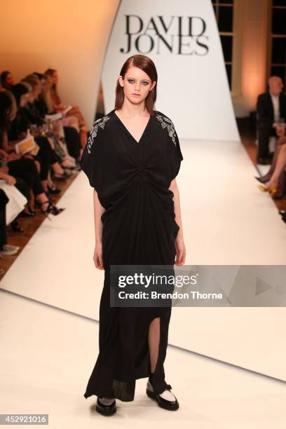 Model showcases designs by Akira at the David Jones Spring/Summer 2014 Collection Launch at David Jones Elizabeth Street Store on July 30, 2014 in...