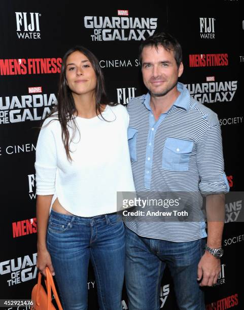 Maria Alfonsin and Matthew Settle attend The Cinema Society with Men's Fitness & FIJI Water host a screening of "Guardians of the Galaxy" on July 29,...