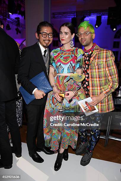 Designers Akira Isogawa, Ana Plunkett and Gary Bigeni pose after the David Jones Spring/Summer 2014 Collection Launch at David Jones Elizabeth Street...