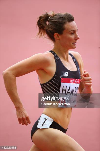 Nikki Hamblin of New Zealand competes in the Women's 800 metres heats at Hampden Park during day seven of the Glasgow 2014 Commonwealth Games on July...