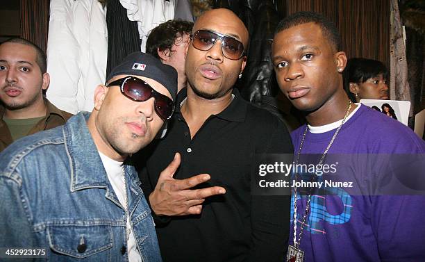 Deric D-Dot Angelettie, Mario Winans and DJ LB attends Sean John Womens Line Launch Party - Inside on October 19, 2007 in New York City, NY