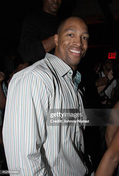 Player Michael Boley attends a Pre-NFL Draft party at Marquee on April 19, 2010 in New York City.