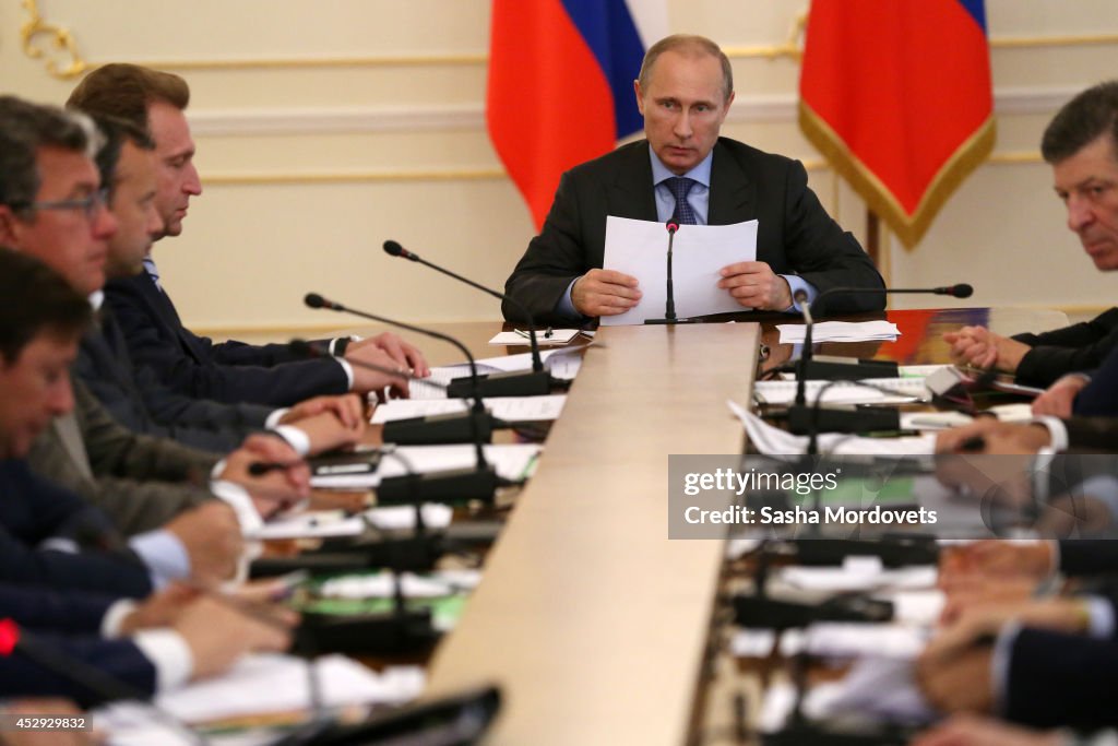 Russian President Vladimir Putin Holds A Government Meeting On Economy