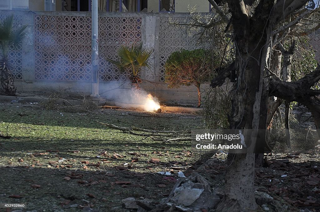 Unexploded rocket at Al-Azhar University in Gaza