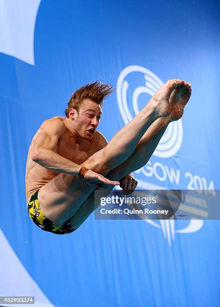 Matthew Mitcham of Australia competes in the Men's 1m Springboard Final at Royal Commonwealth Pool during day seven of the Glasgow 2014 Commonwealth...