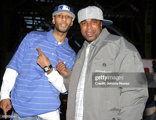Swizz Beatz and Noreaga during Ja Rule Video Shoot - New York - October 12, 2004 at 135th 12th Avenue in New York City, New York, United States.