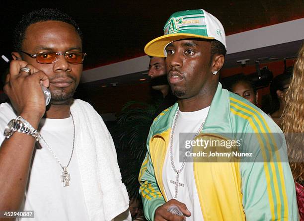 Carl Thomas and Sean P. Diddy Combs during Sean P. Diddy Combs' Fourth of July East Hampton Party at The Resort in East Hampton, New York, United...