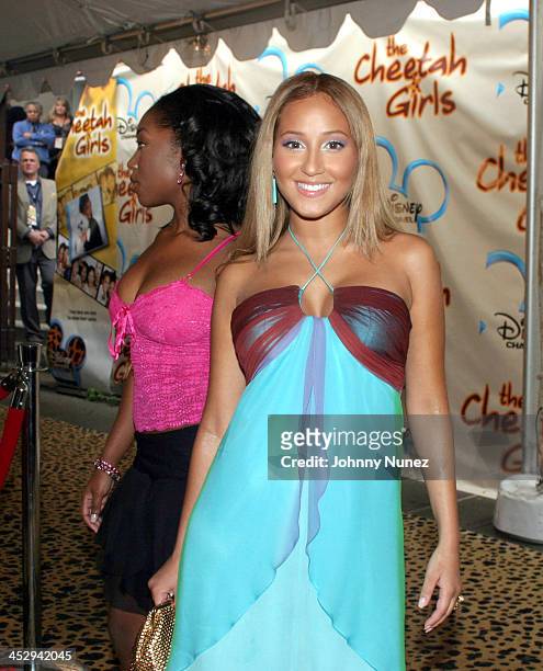 Jessica Benson and Adrienne Bailon during New York Premiere of Disney's The Cheetah Girls at La Guardia High School in New York City, New York,...