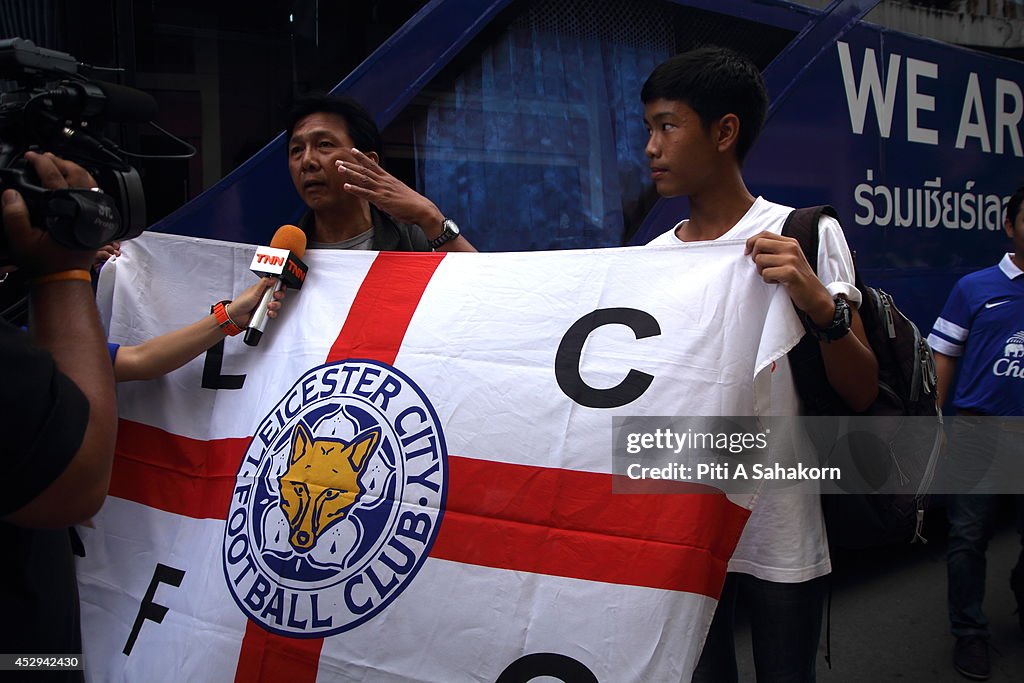 Leicester City football fans speak with media before the pre...